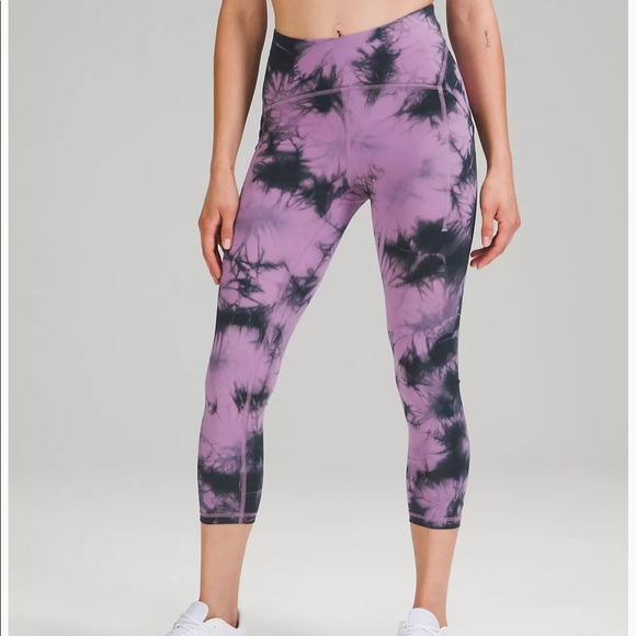 Lululemon Power Thru Hi Rise Crop Leggings Tie Dye - Picture 1 of 7
